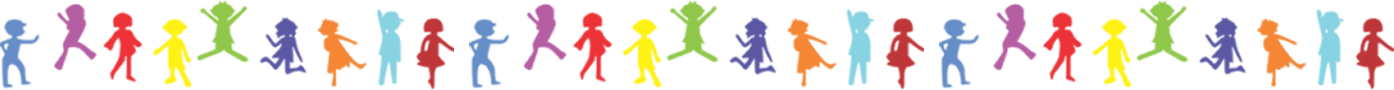A rainbow of colorful silhouettes on a white background