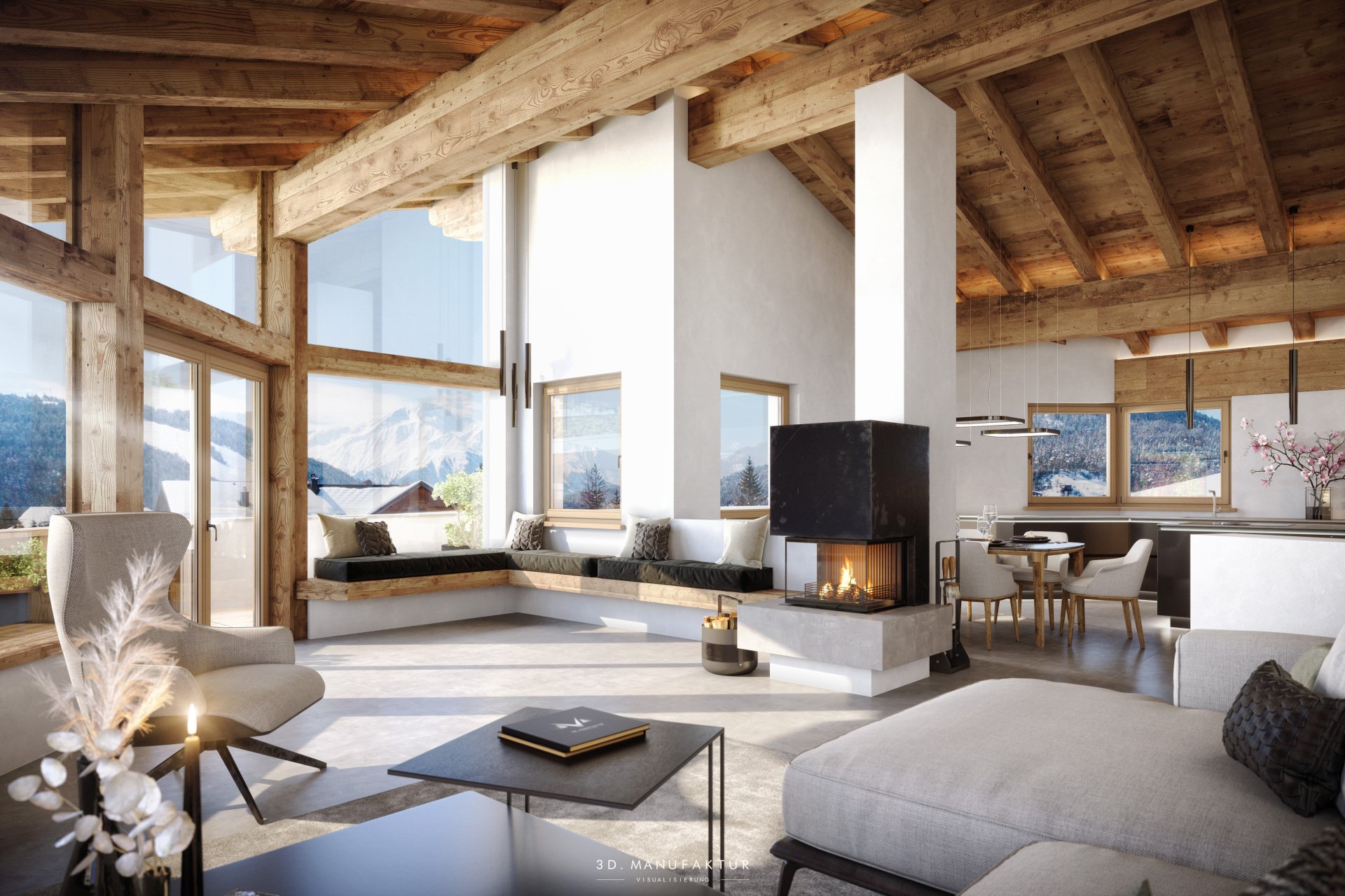 Architekturvisualisierung B&A Seefeld Privatwohnhaus Interior