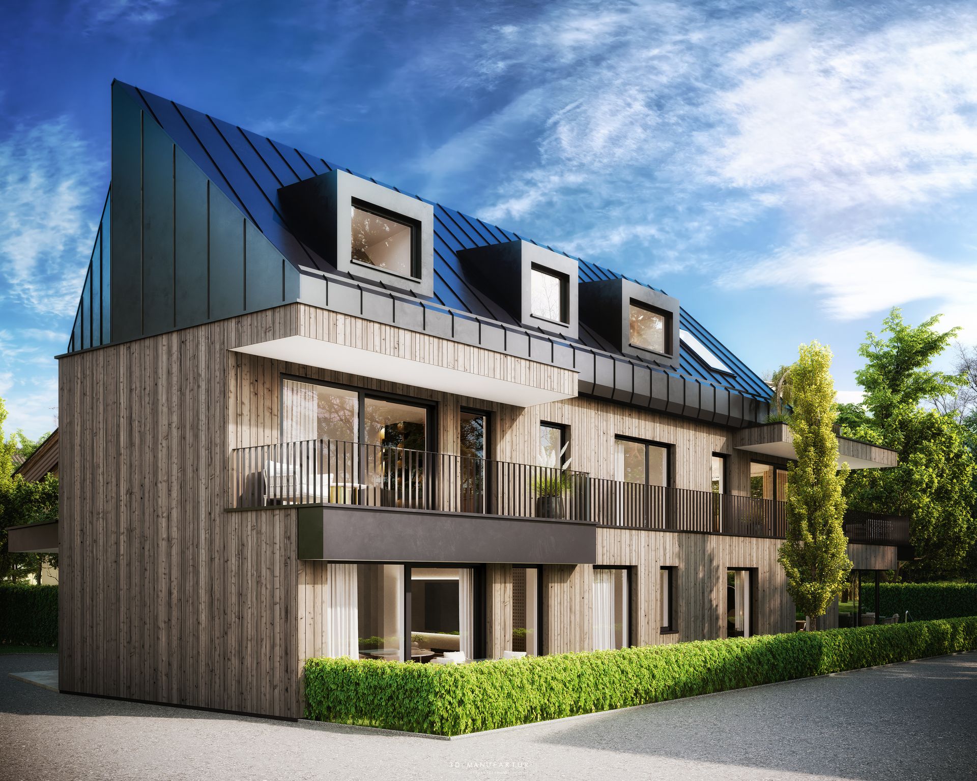 Architekturvisualisierung Mehrparteienhaus Zwieselweg Salzburg