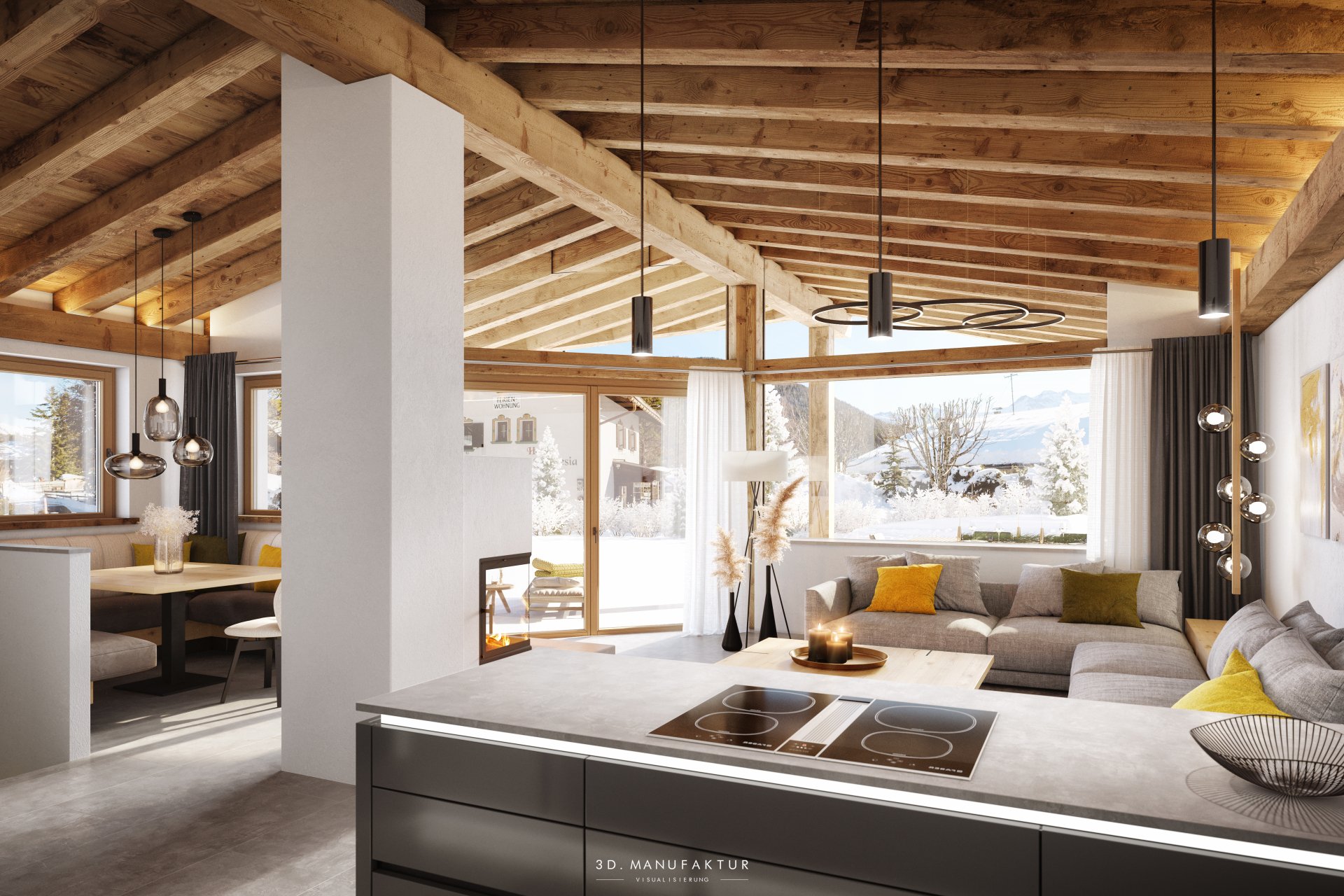 Interior Visualisierung Chalet Leutasch