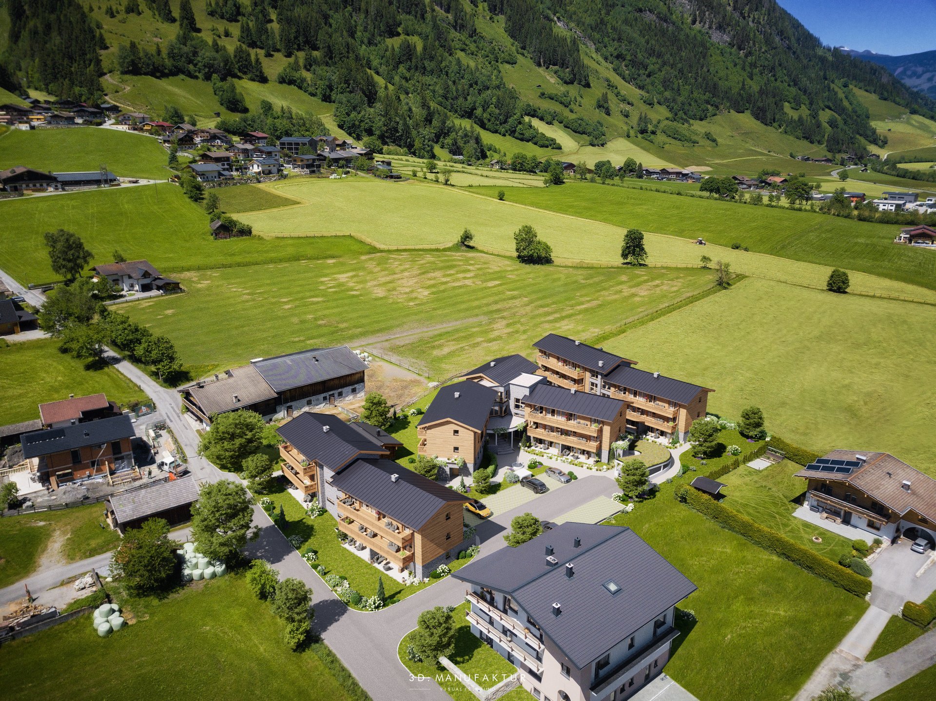Architekturvisualisierung Golden Lodges Übersicht