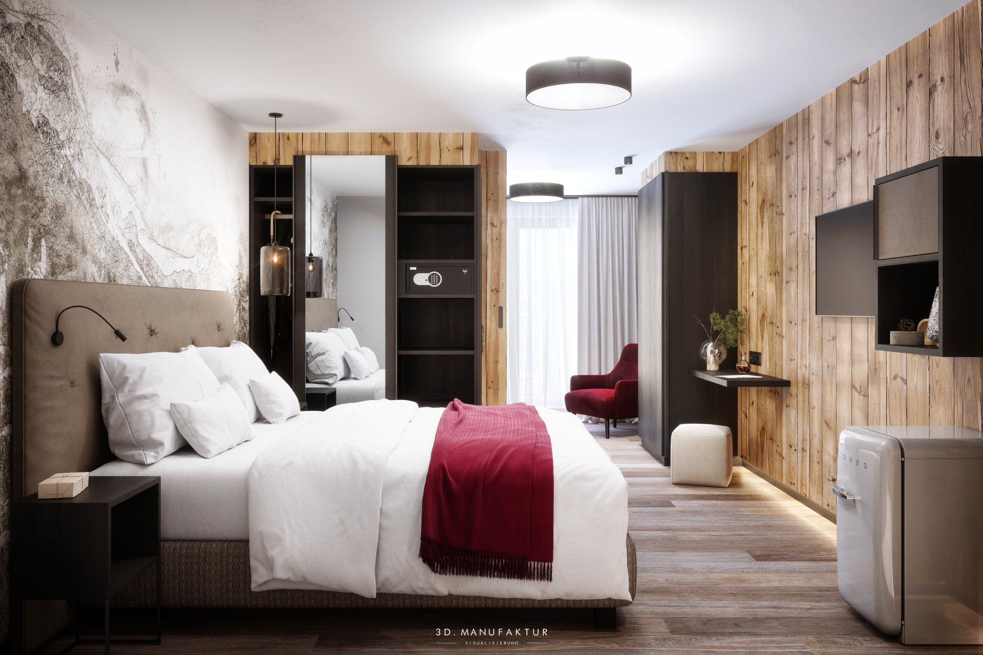 Architekturvisualisierung Hotel Astrid Zimmer