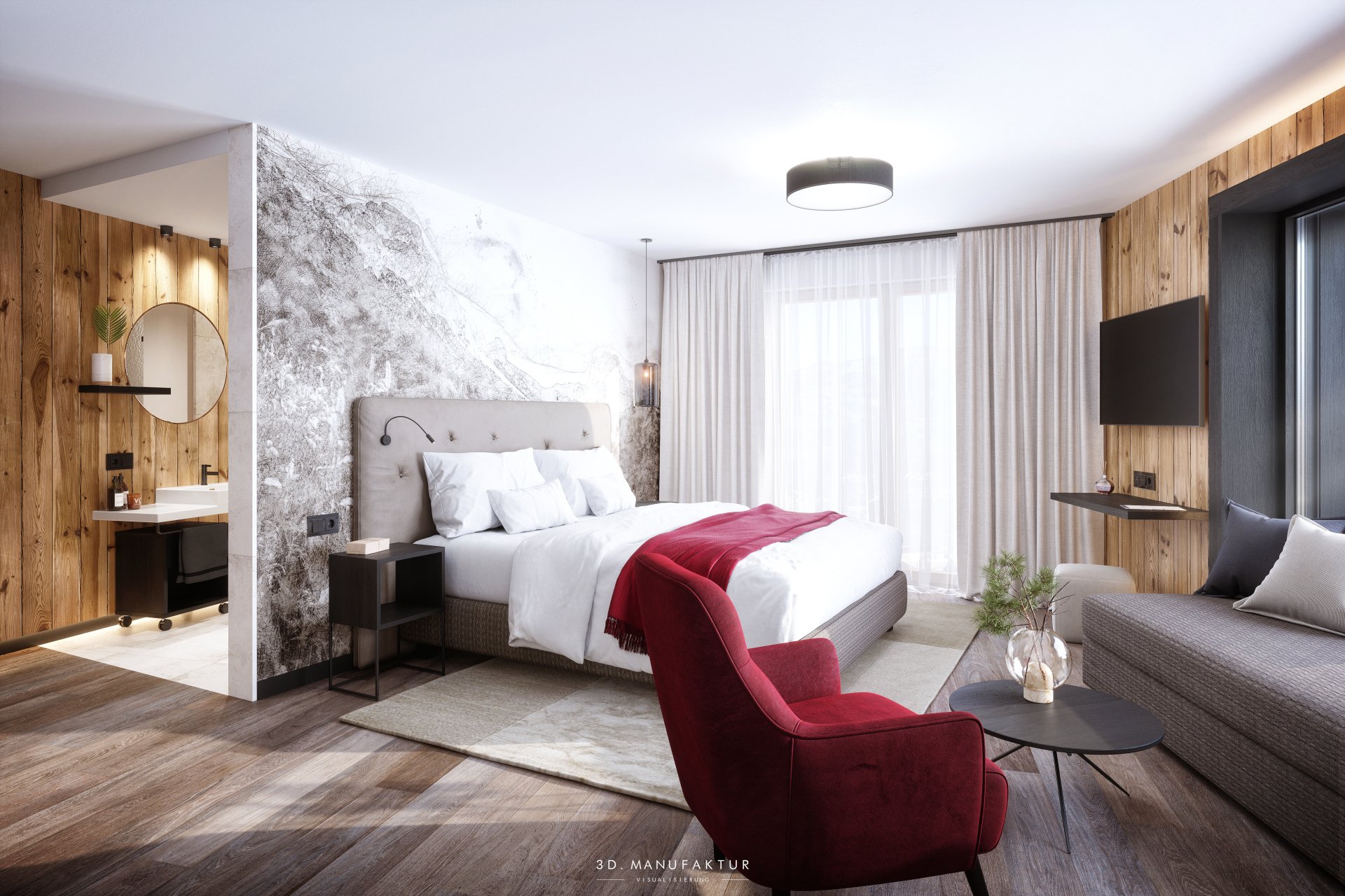 Architekturvisualisierung Hotel Astrid Zimmer