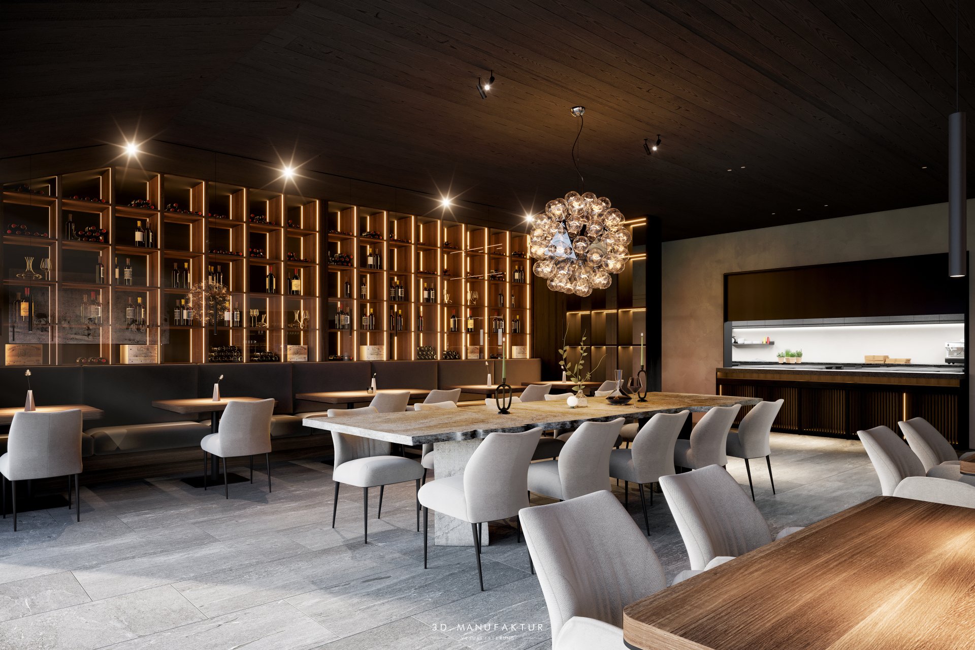 Interiorvisualisierung Haven Mountain Retreat Restaurant