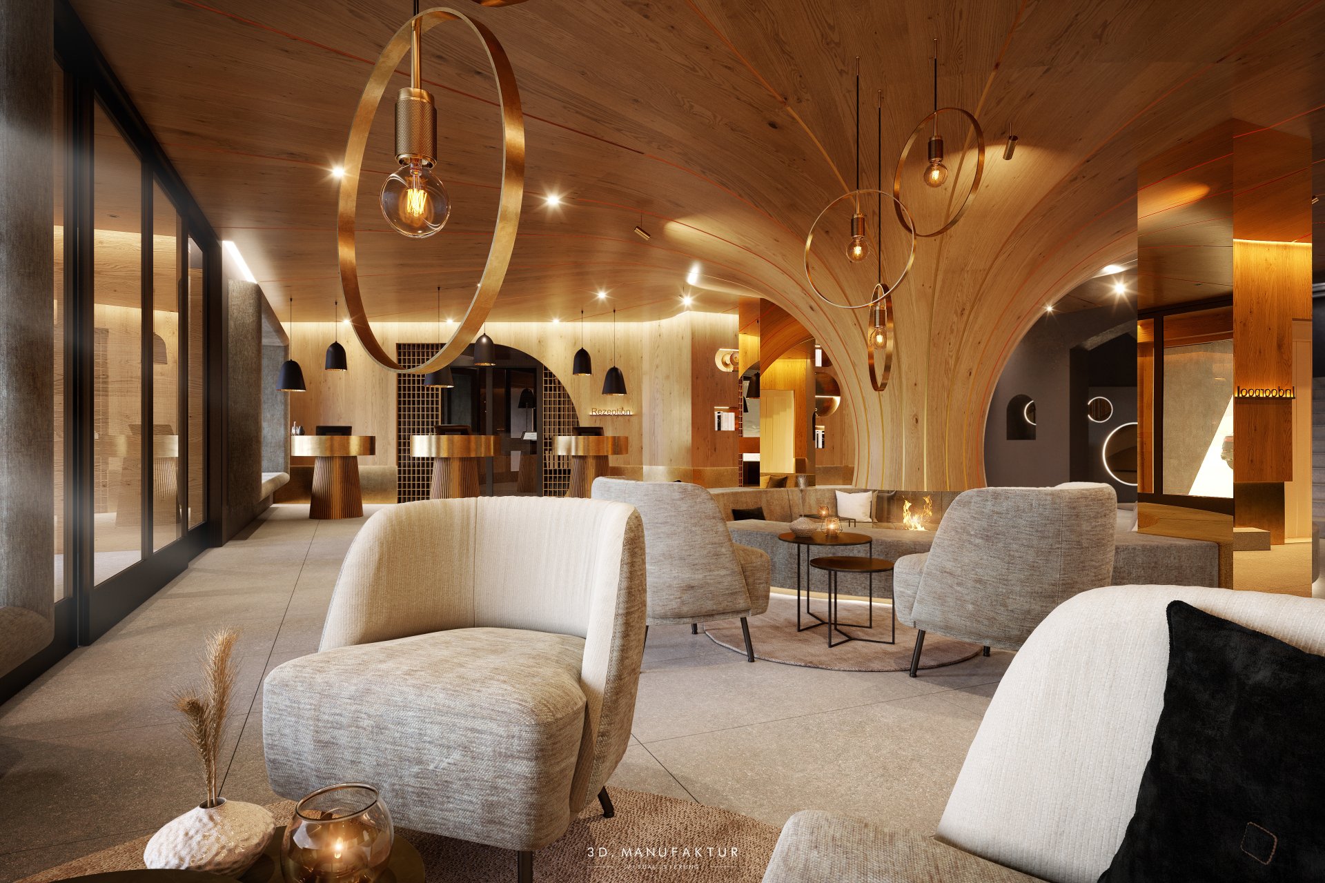 Interior Visualisierung 4*Superior Hotel Steiner Obertauern Lobby