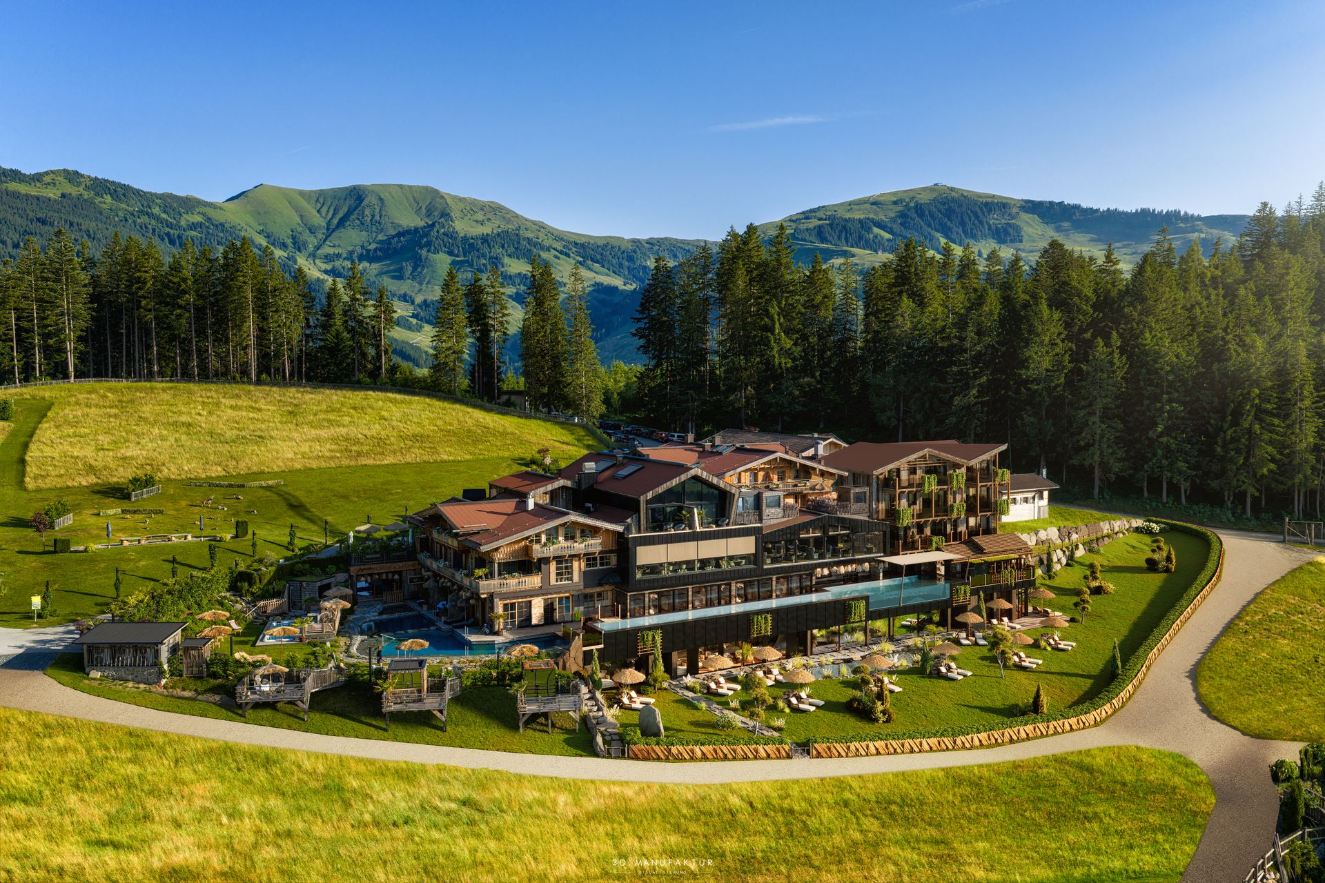 Architekturvisualisierung Jufenalm Luftbild