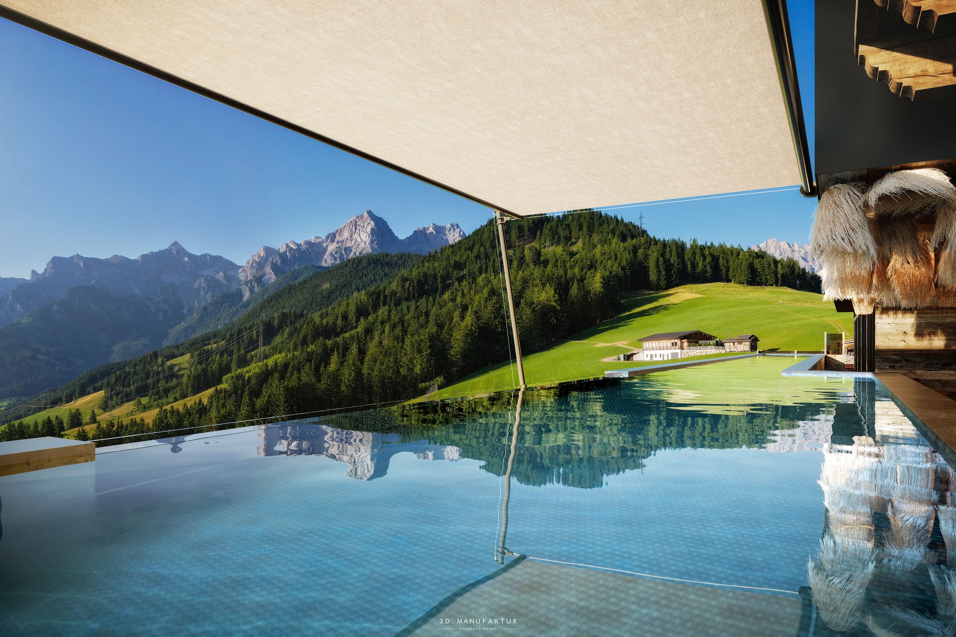 Architekturvisualisierung Jufenalm Pool