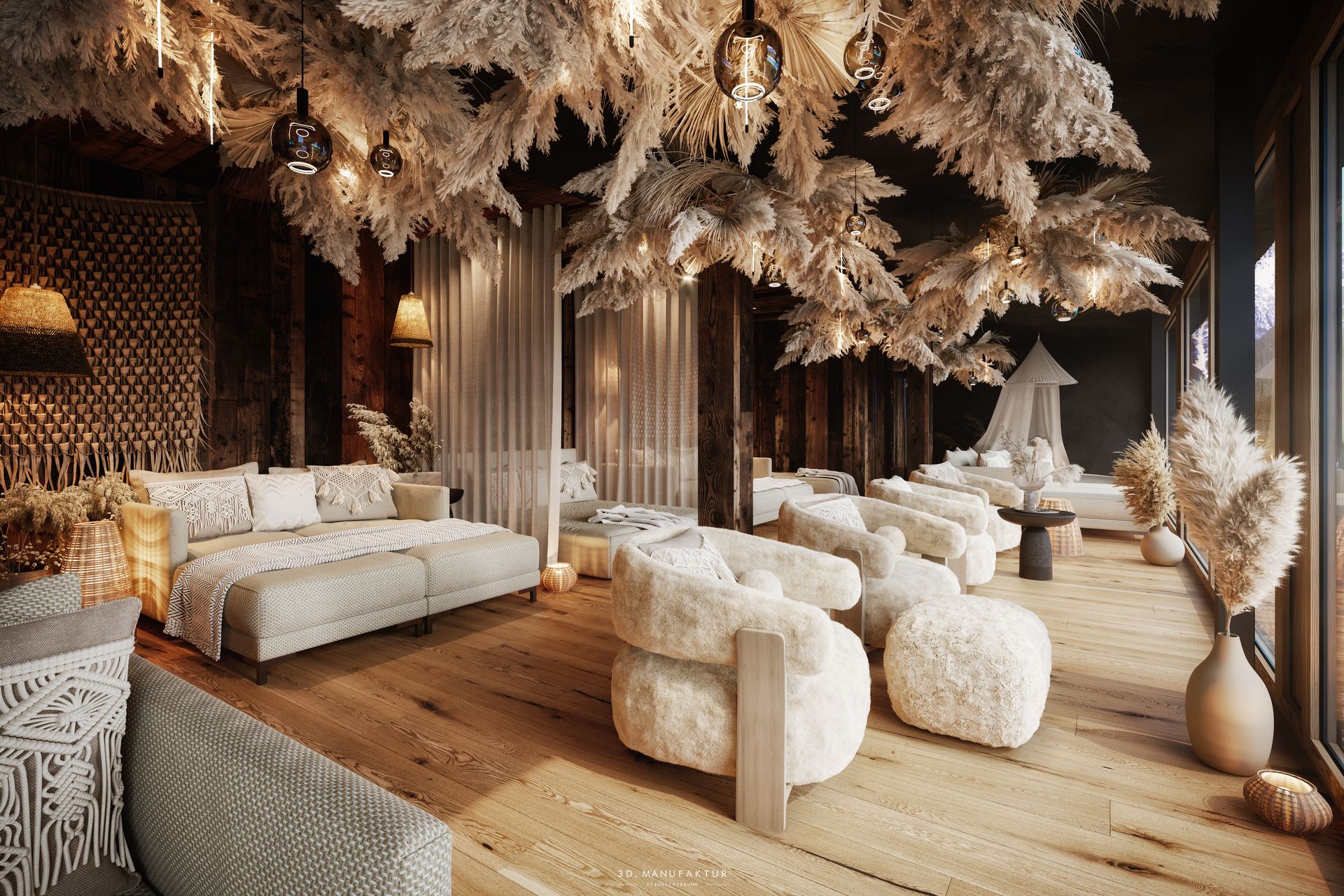 Interior Visualisierung Jufenalm Ruheraum