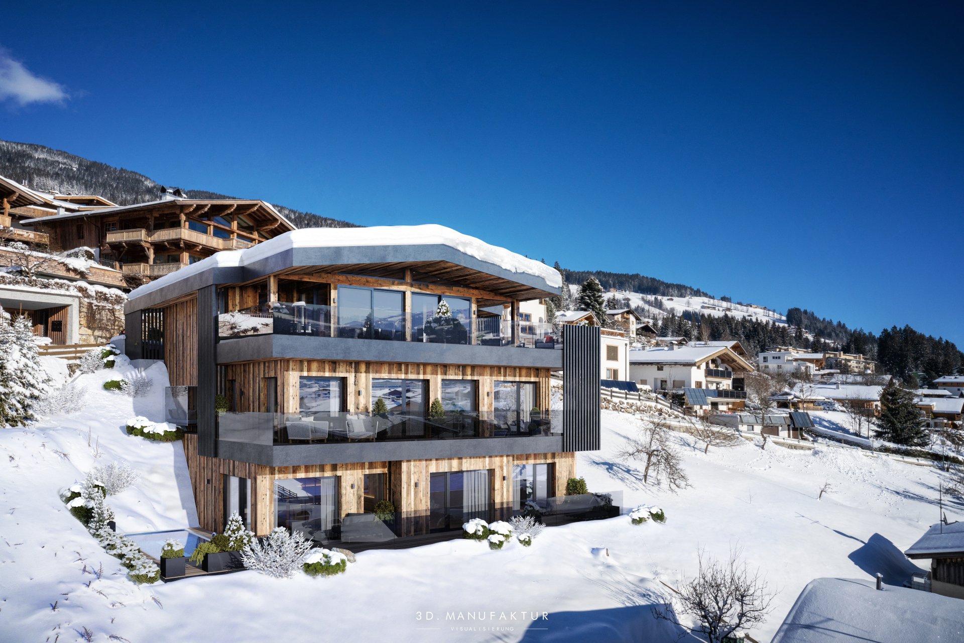 Architekturvisualisierung Luxus Chalet Place to See