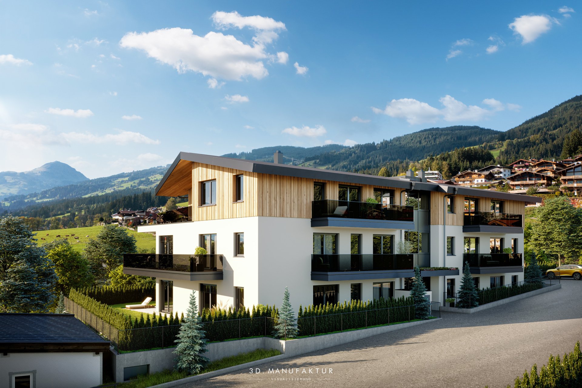 Architekturvisualisierung Wohnprojekt Tannenbach Kirchberg in Tirol