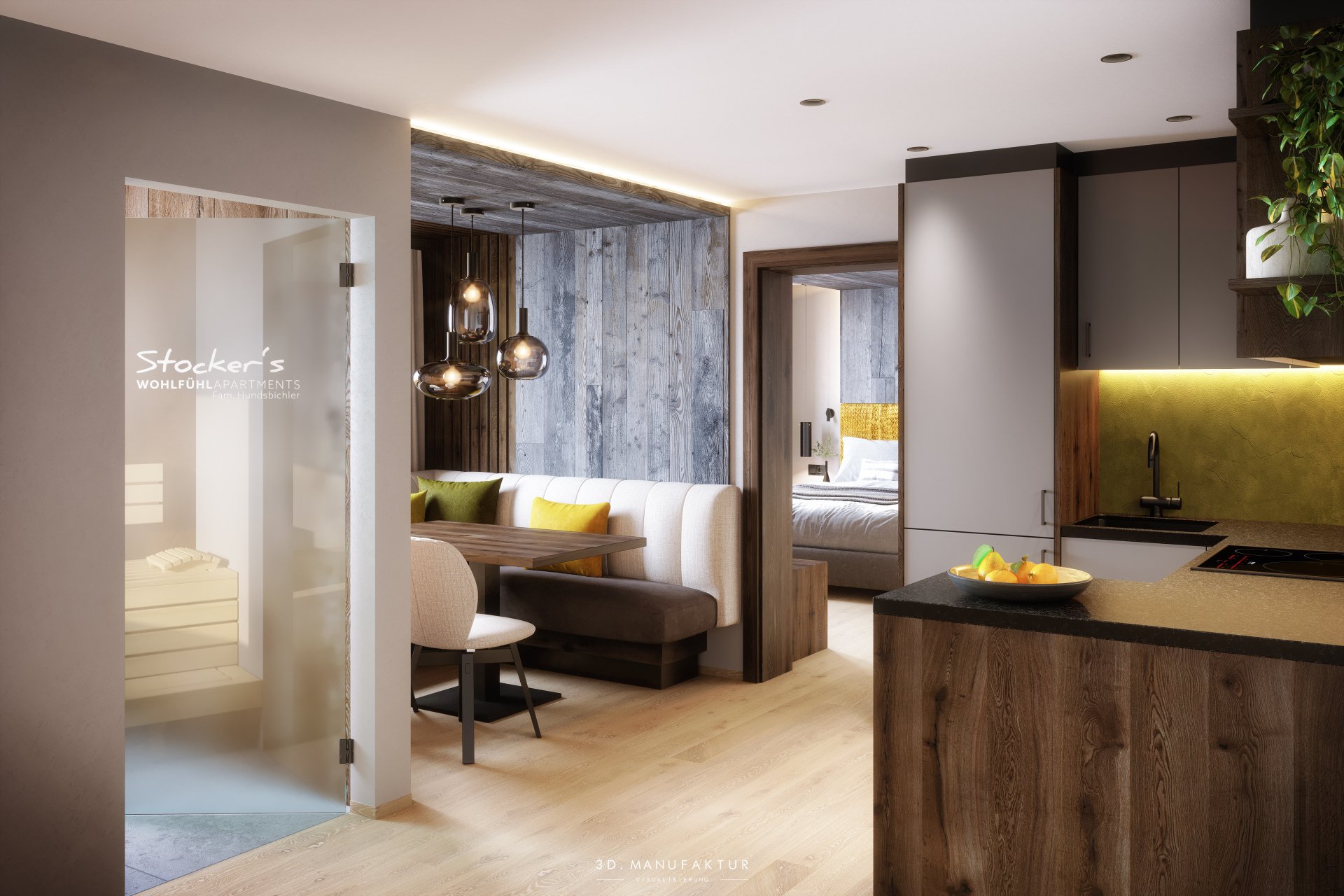 Interior Visualisierung Stocker´s Wohlfühlapartments