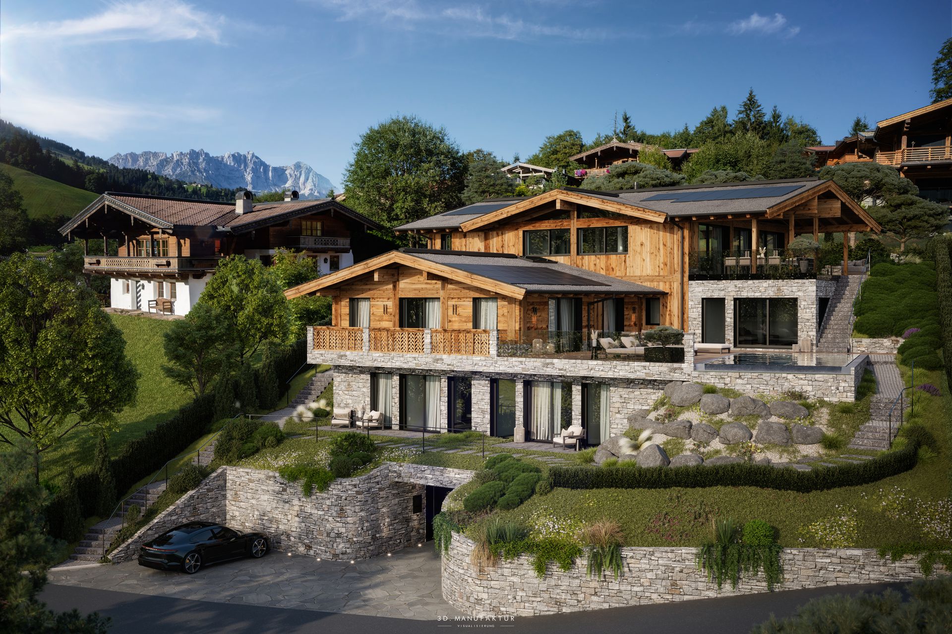 Architekturvisualisierung Luxus Chalet