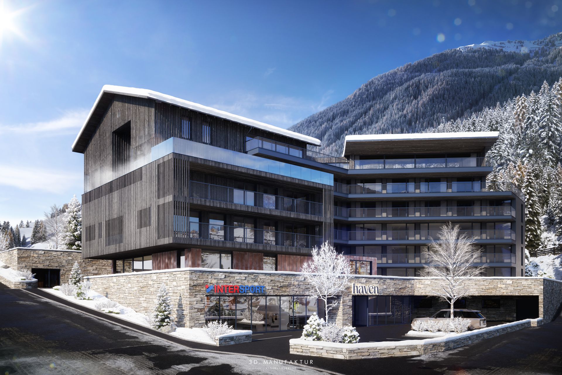 Interiorvisualisierung Haven Mountain Retreat