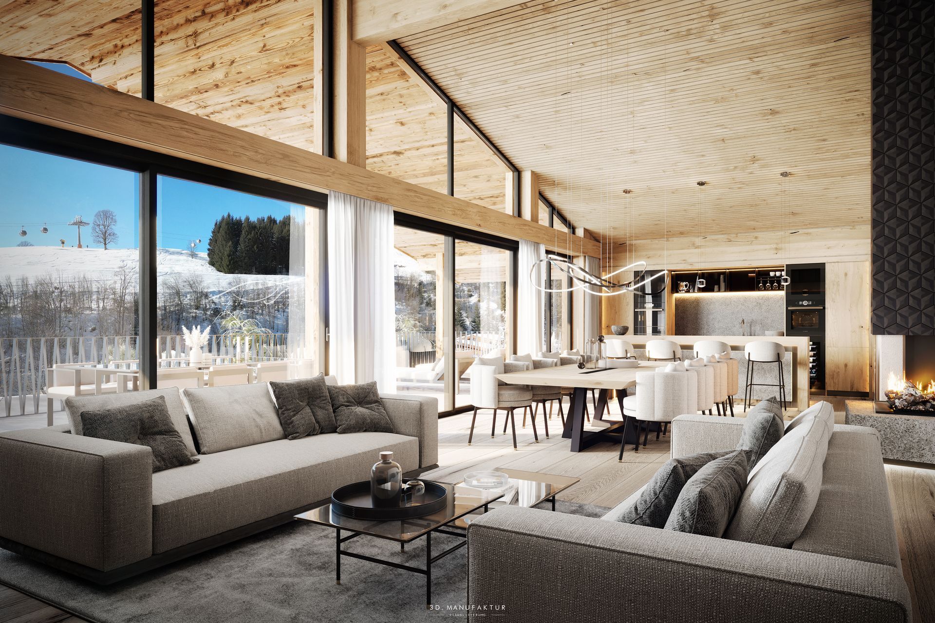Architekturvisualisierung Appartementhaus Saalbach Hinterglemm