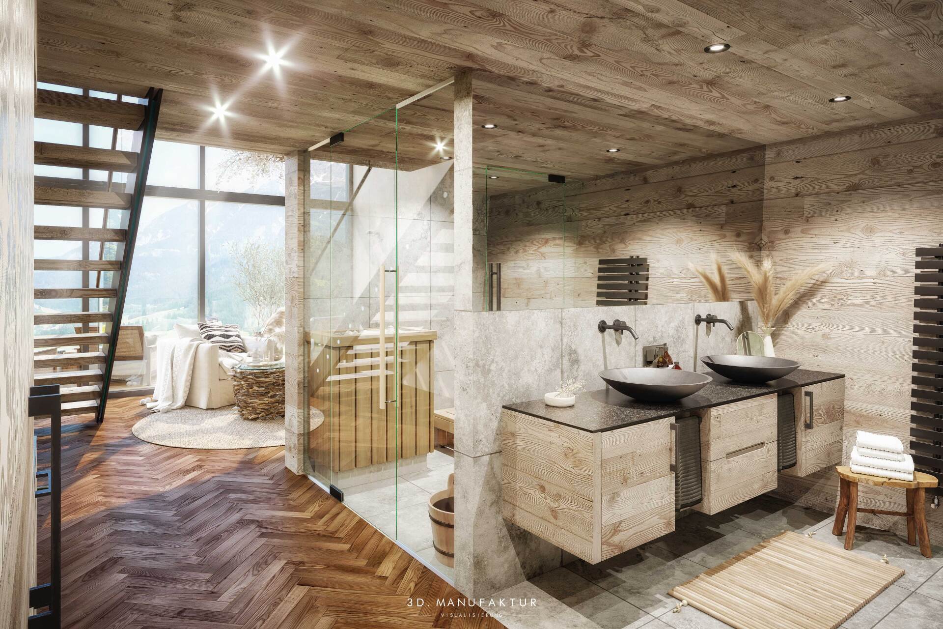 Interior Visualisierung Jufenalm Bohemian Style