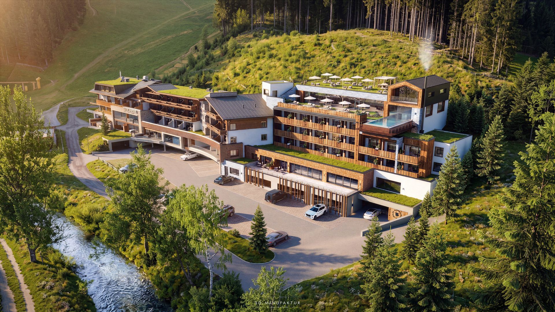 Architekturvisualisierung Hotel Bergzeit