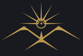 A black background with a gold symbol on it