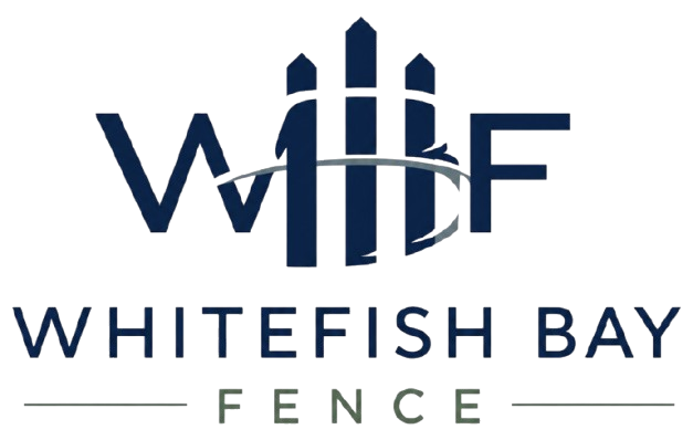 Whitefish Bay Fence Logo with WBF Lettermark, Fence Post Graphic, and Company Name in Whitefish Bay, WI