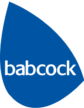 The Babcock company logo: a blue, droplet-shaped icon featuring the white, lowercase word 