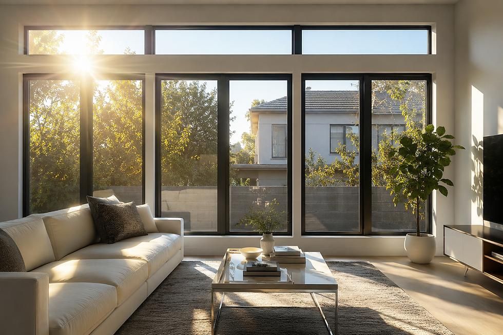 Solar window film on commercial building