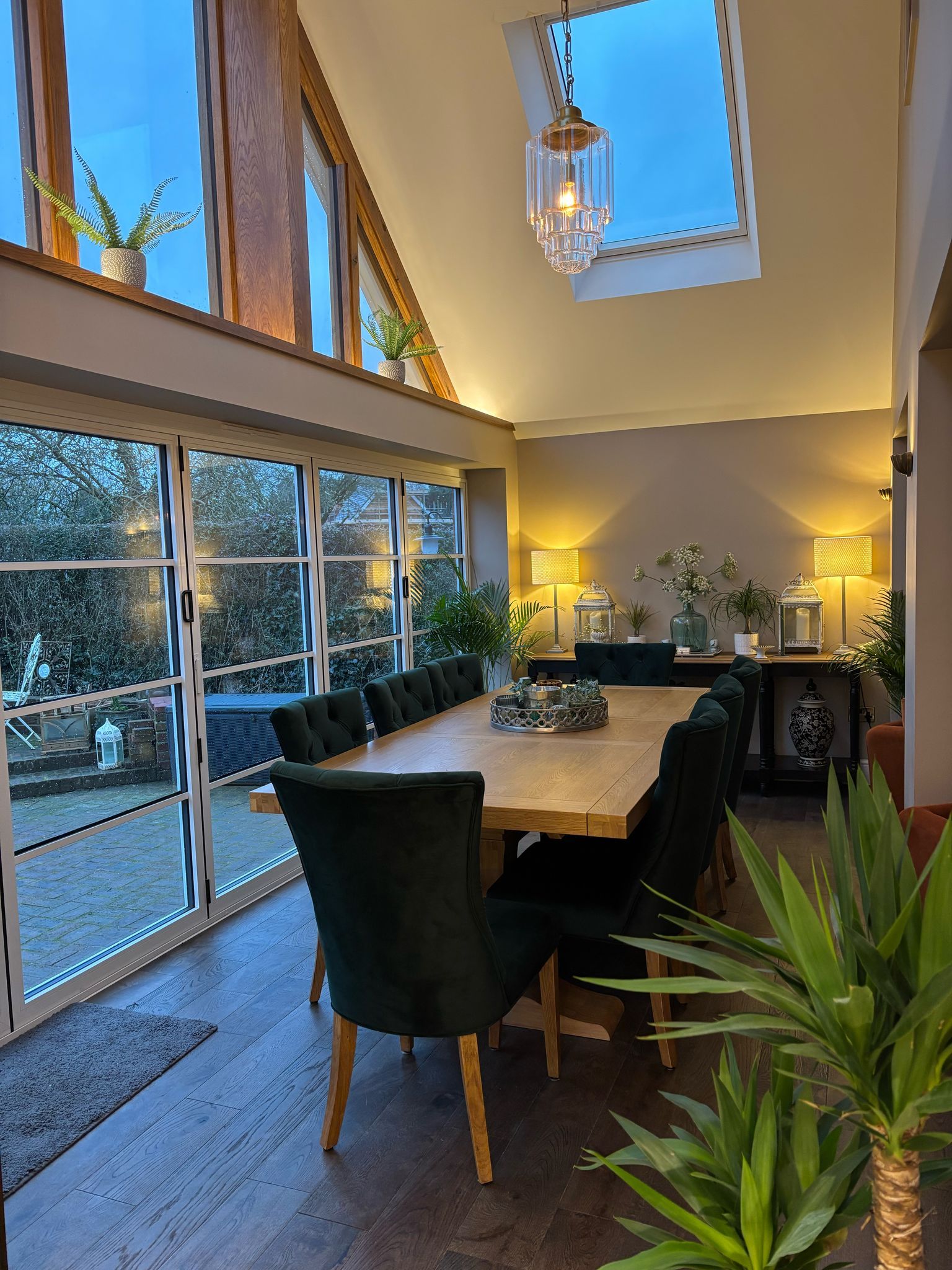 beautiful extension with high ceiling and chandelier