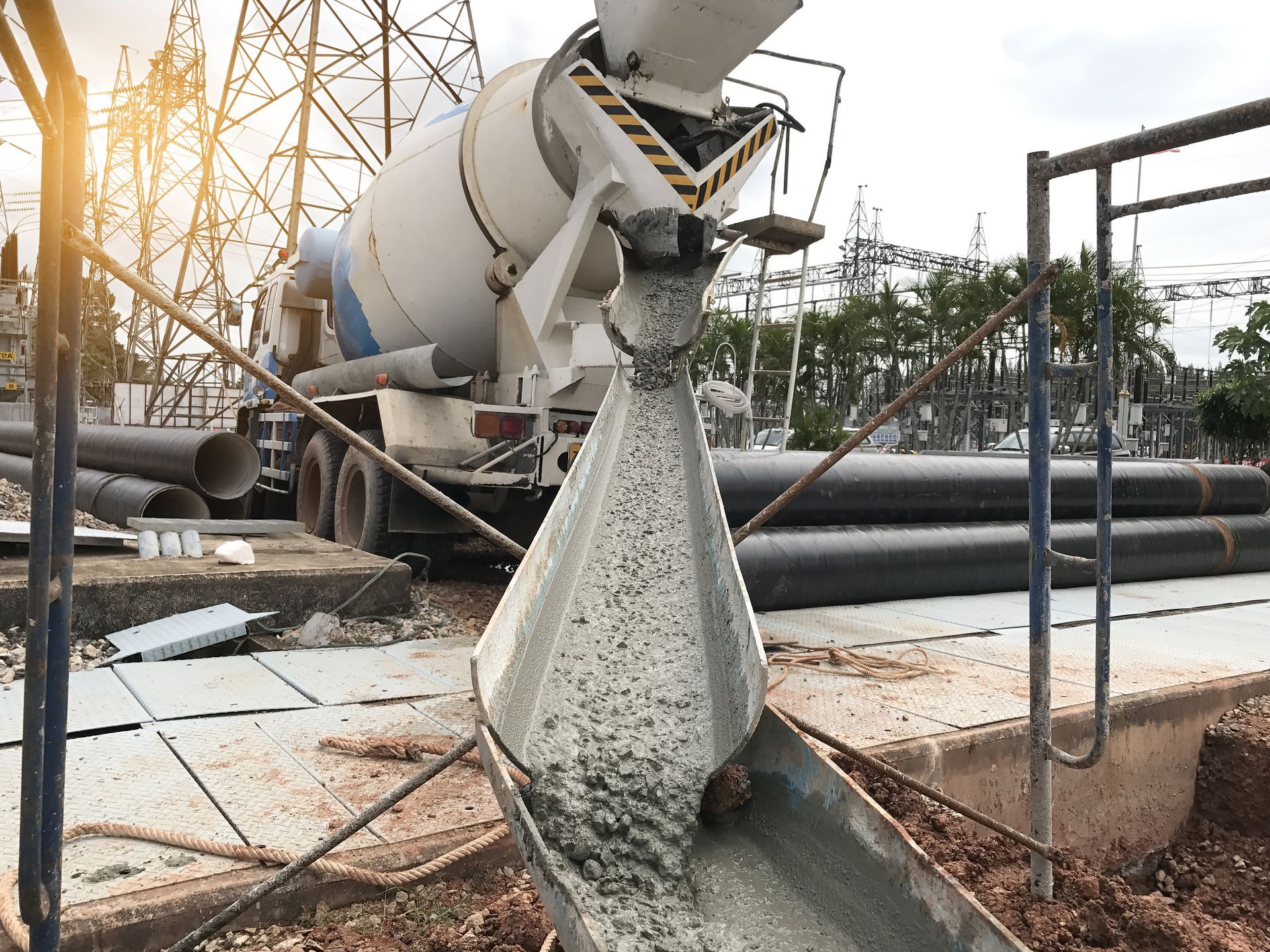 Mixer truck is transport cement to the casting place on building site
