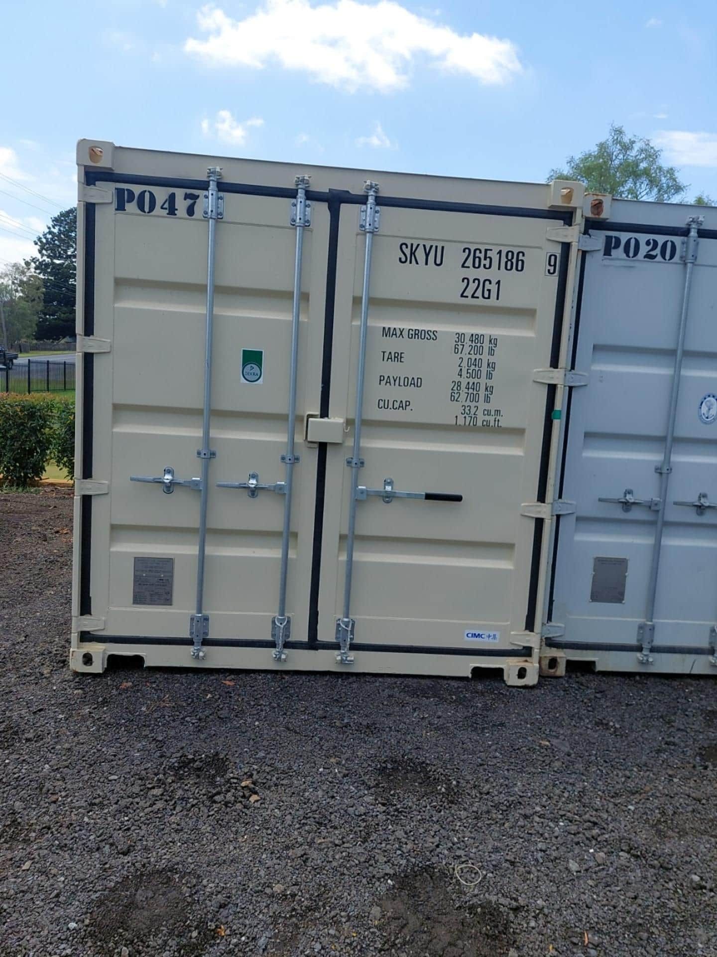 A Shipping Container With the Number P047 on It — Toowoomba Container Hire & Sales in Gatton, QLD