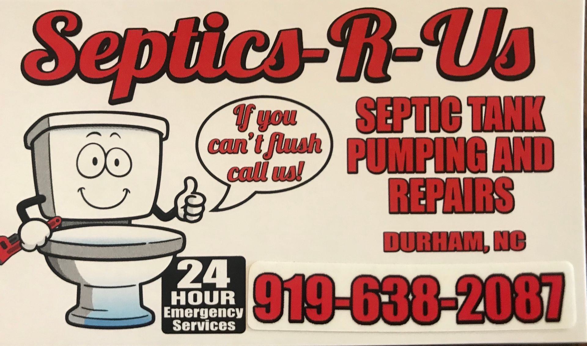 A sign for septic tank pumping and repairs in durham nc