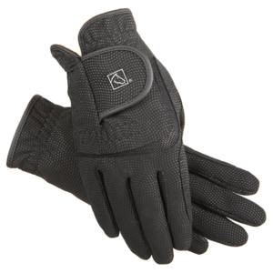Pair of black insulated gloves on a white background