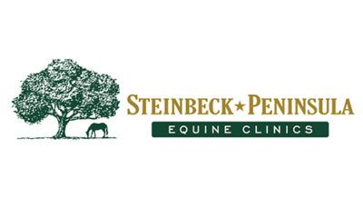 Steinbeck Peninsula Equine Clinics logo with green tree graphic and horse silhouette.