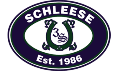 Schleese logo with green oval, horseshoe emblem, and “Est. 1986” text