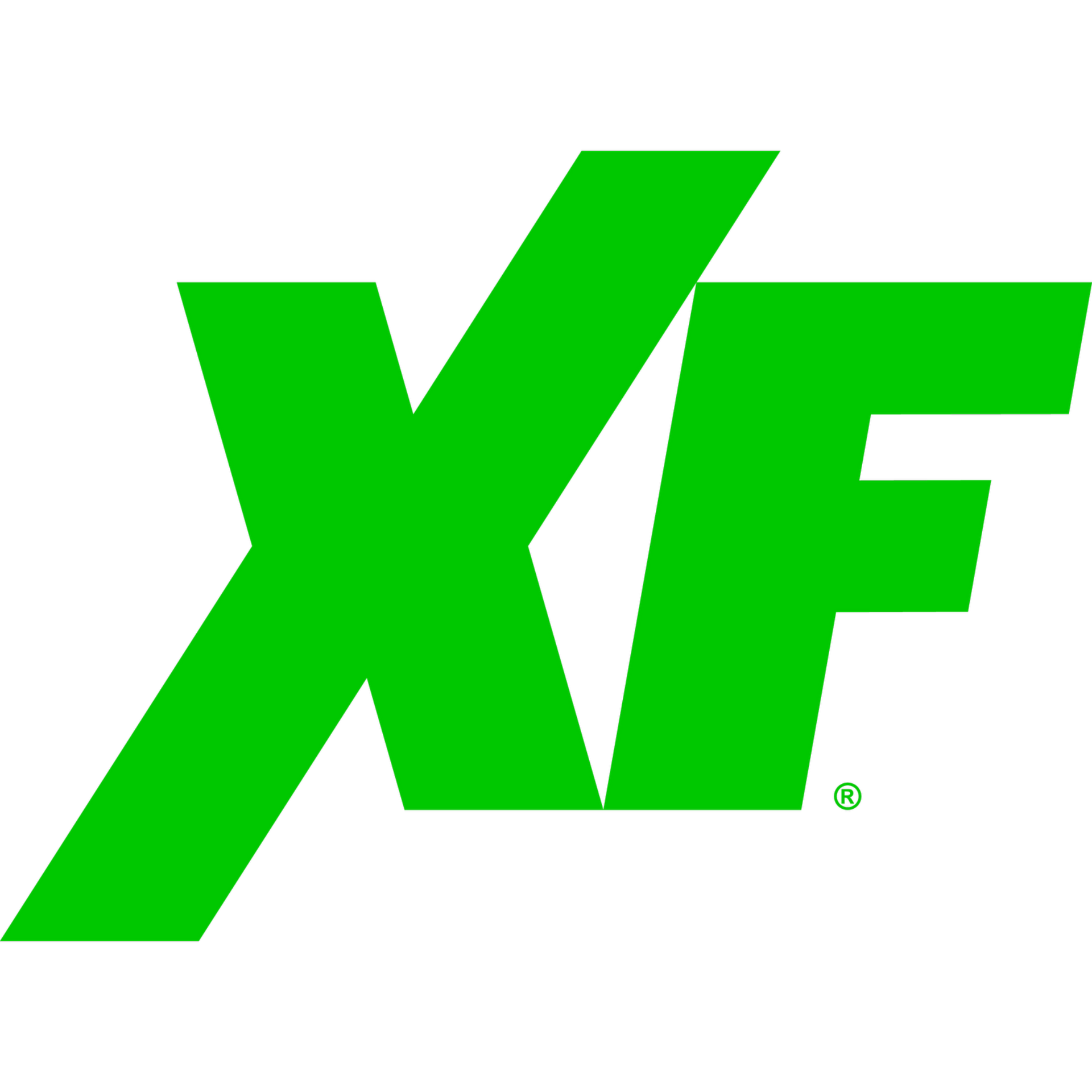 A bright green logo featuring the letters