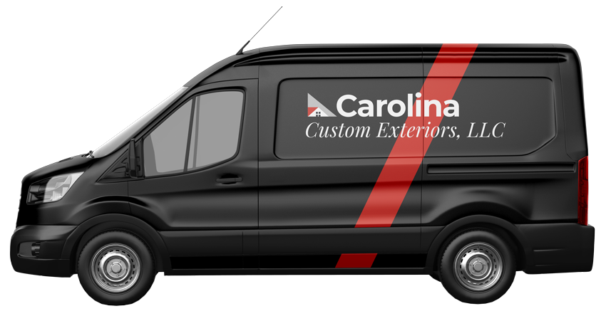 The work truck of Carolina Custom Exteriors in Asheville, NC