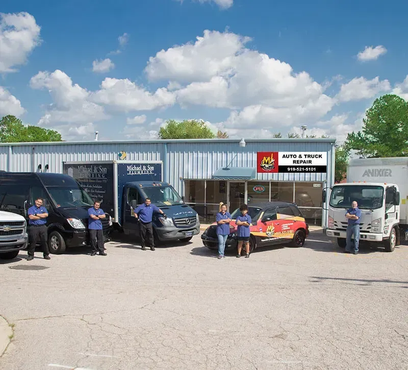 Trucks and Vehicles in Front of Our Service in Raleigh, NC - MJ Brothers Auto & Truck Repair