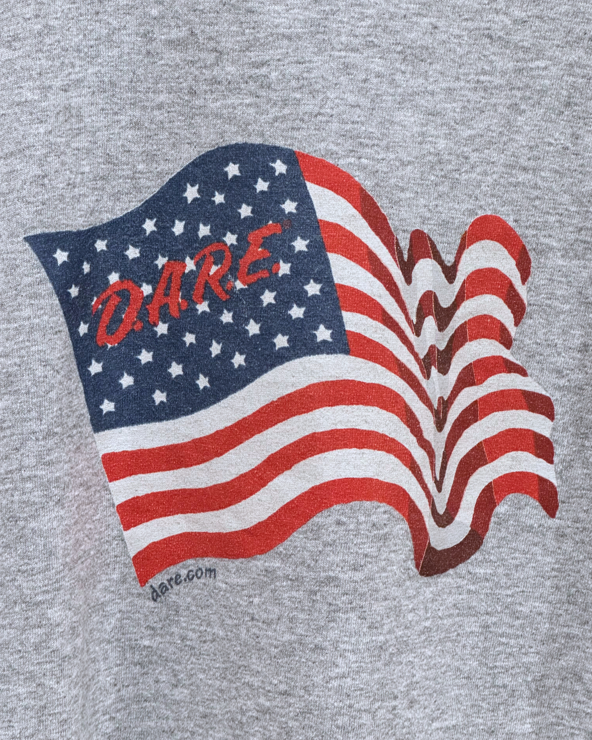 Vintage 90s D.A.R.E. American Flag T-Shirt - Heather Grey