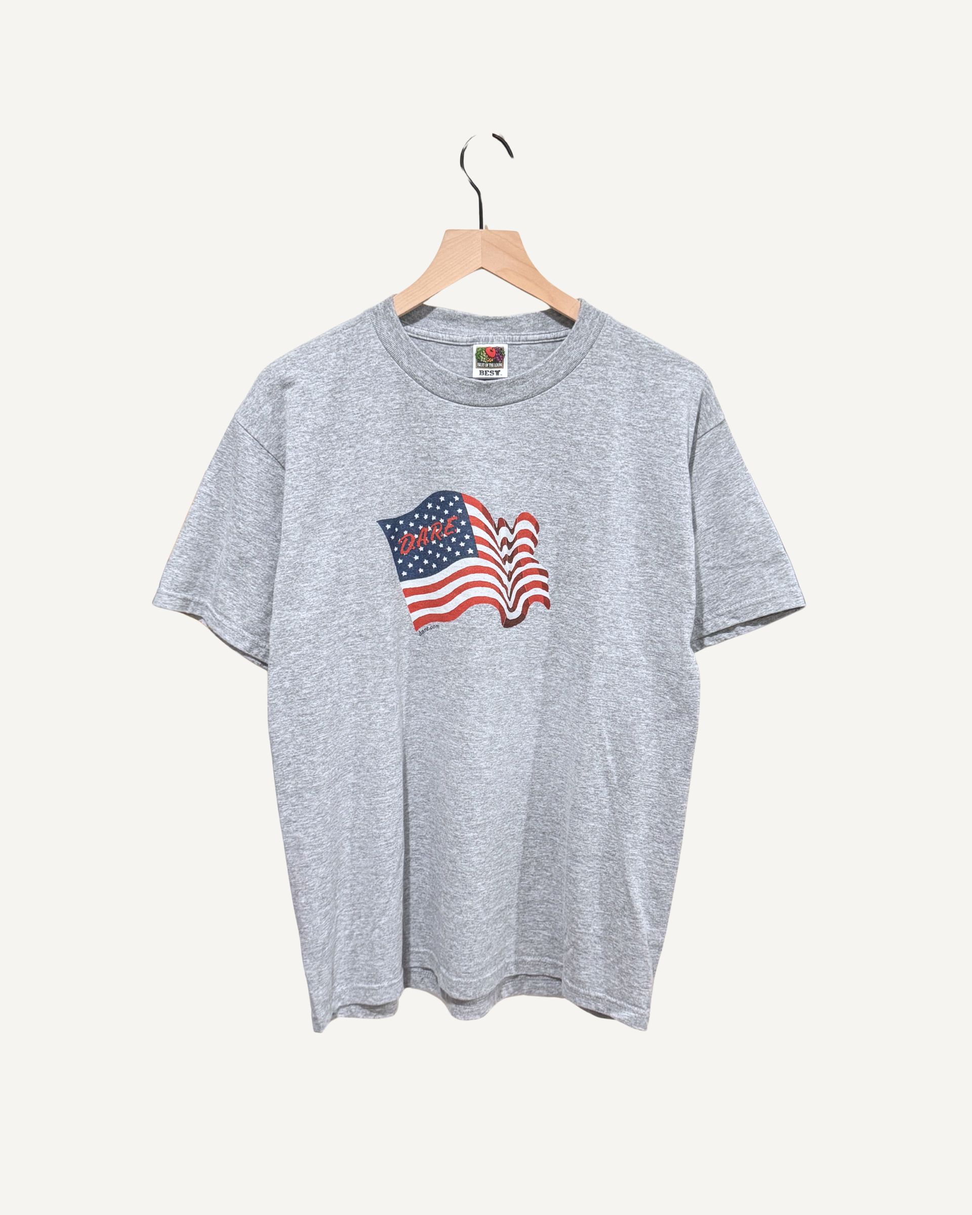 Vintage 90s D.A.R.E. American Flag T-Shirt - Heather Grey