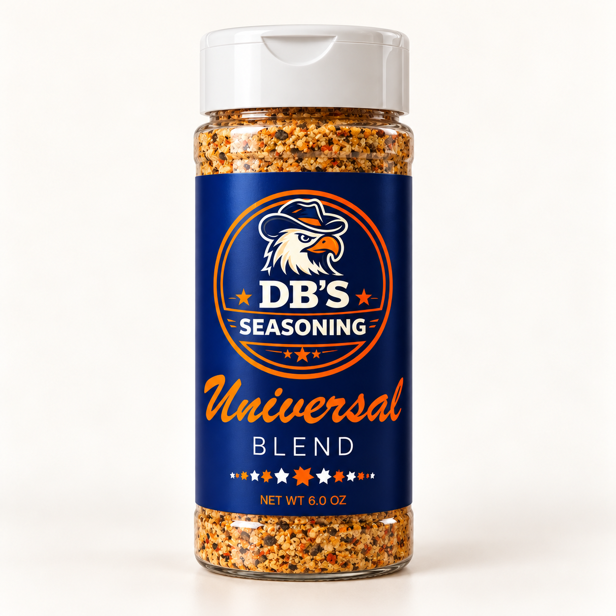 DB's Universal Blend seasoning, 6.0 oz, new navy and orange label