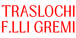 Testo rosso con la scritta “TRASLOCHI F.LLI GREMI” su sfondo bianco