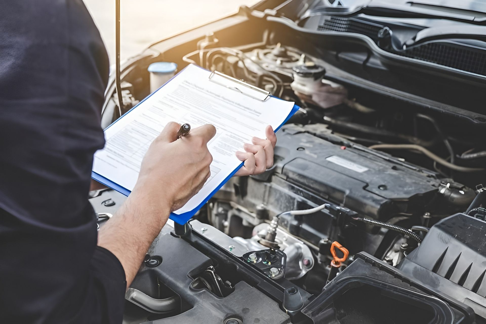 A Man Is Writing on A Clipboard — Envy Automotive in Gorokan, NSW