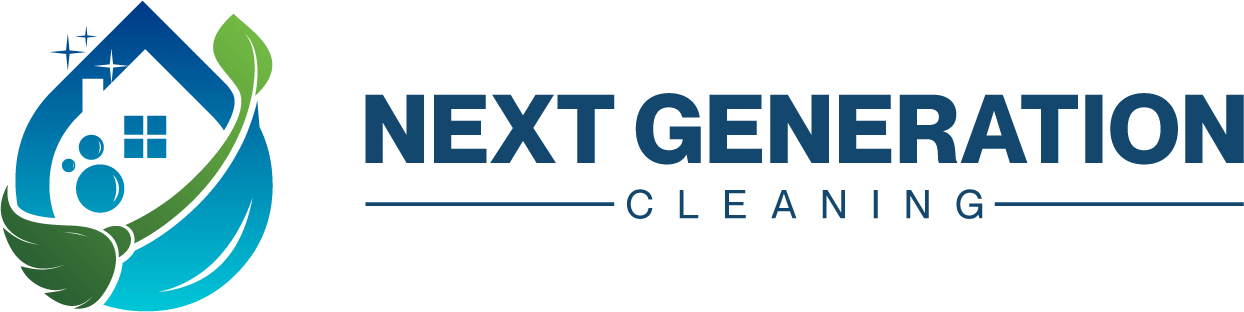Next Generation Cleaning logo with blue house and green leaf icon