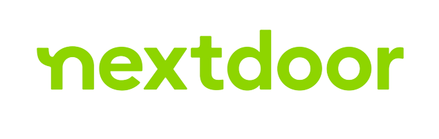 The nextdoor logo is green and white on a white background.