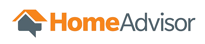 A logo for home advisor with an arrow pointing up