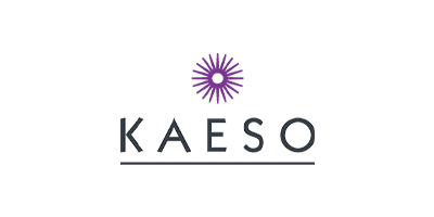 A kaeso logo with a purple flower on a white background.