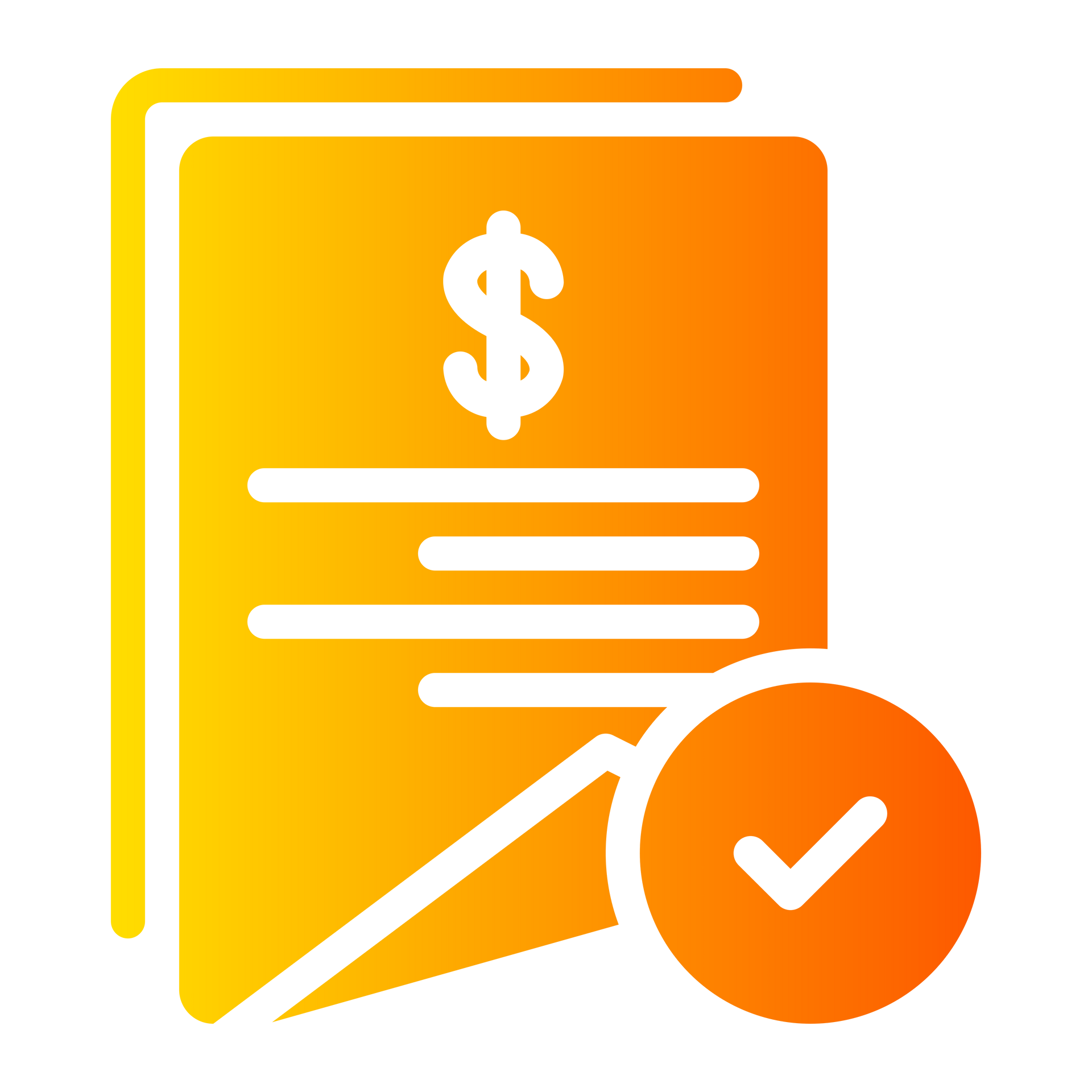 Invoice document with a dollar sign and a check mark.