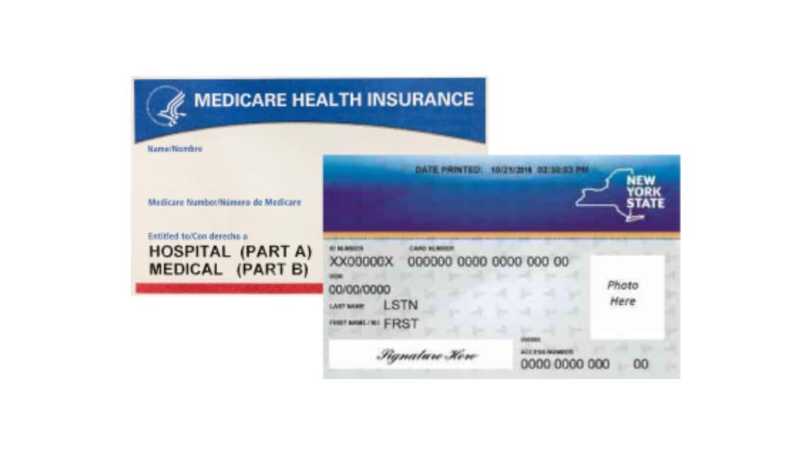 A medicare health insurance card and a hospital part a medical part b card
