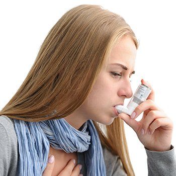 Girl Using Inhaler — Bluefield, VA — Allergy & Asthma Center of Bluefield Girl Using Inhaler — Bluefield, VA — Allergy & Asthma Center of Bluefield