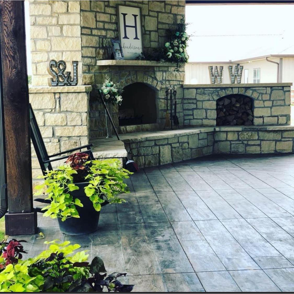 large stone fireplace