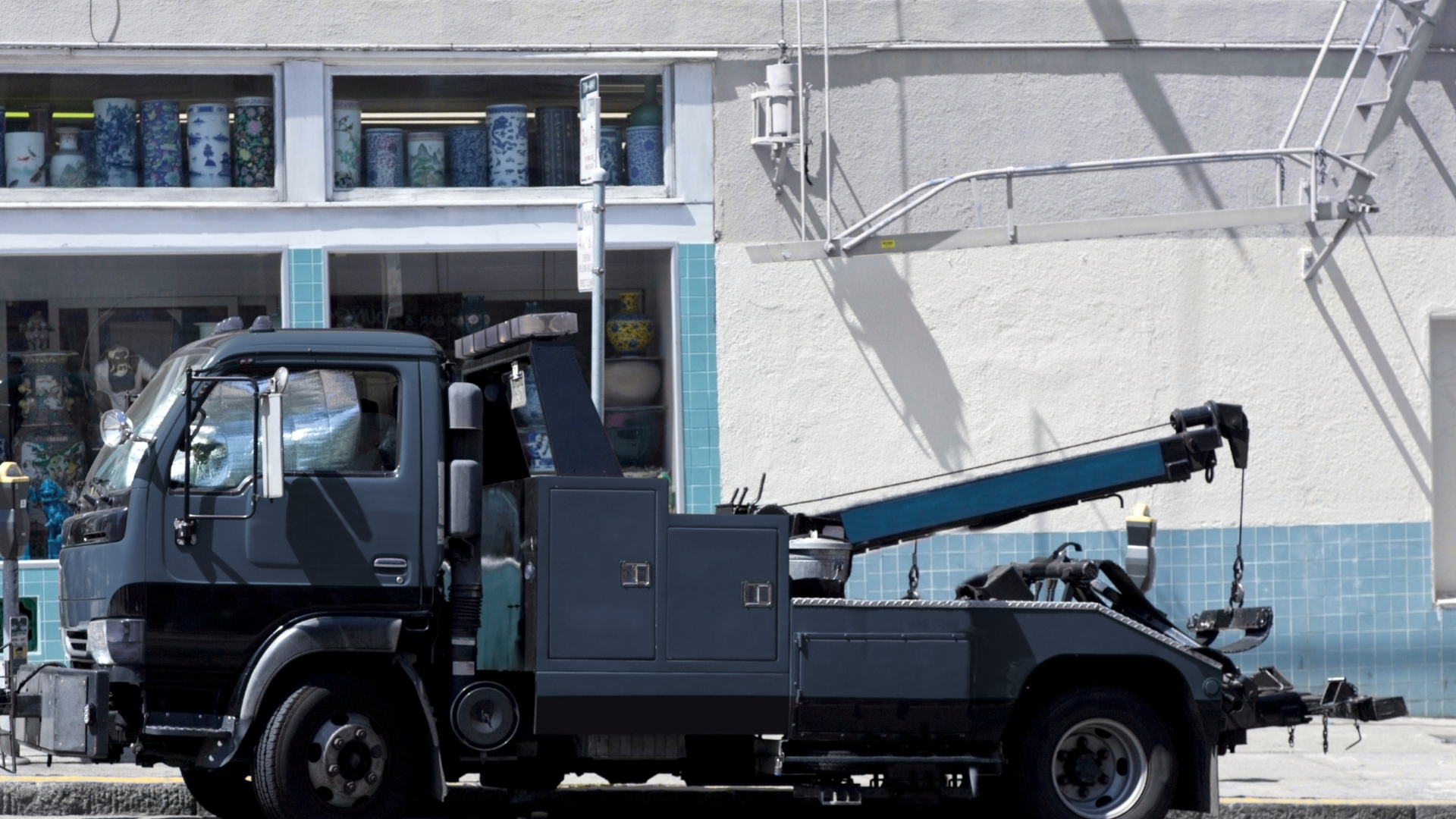 Tow truck arriving at a roadside location