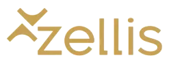 Zellis logo in gold with stylized icon and lowercase wordmark on a white background