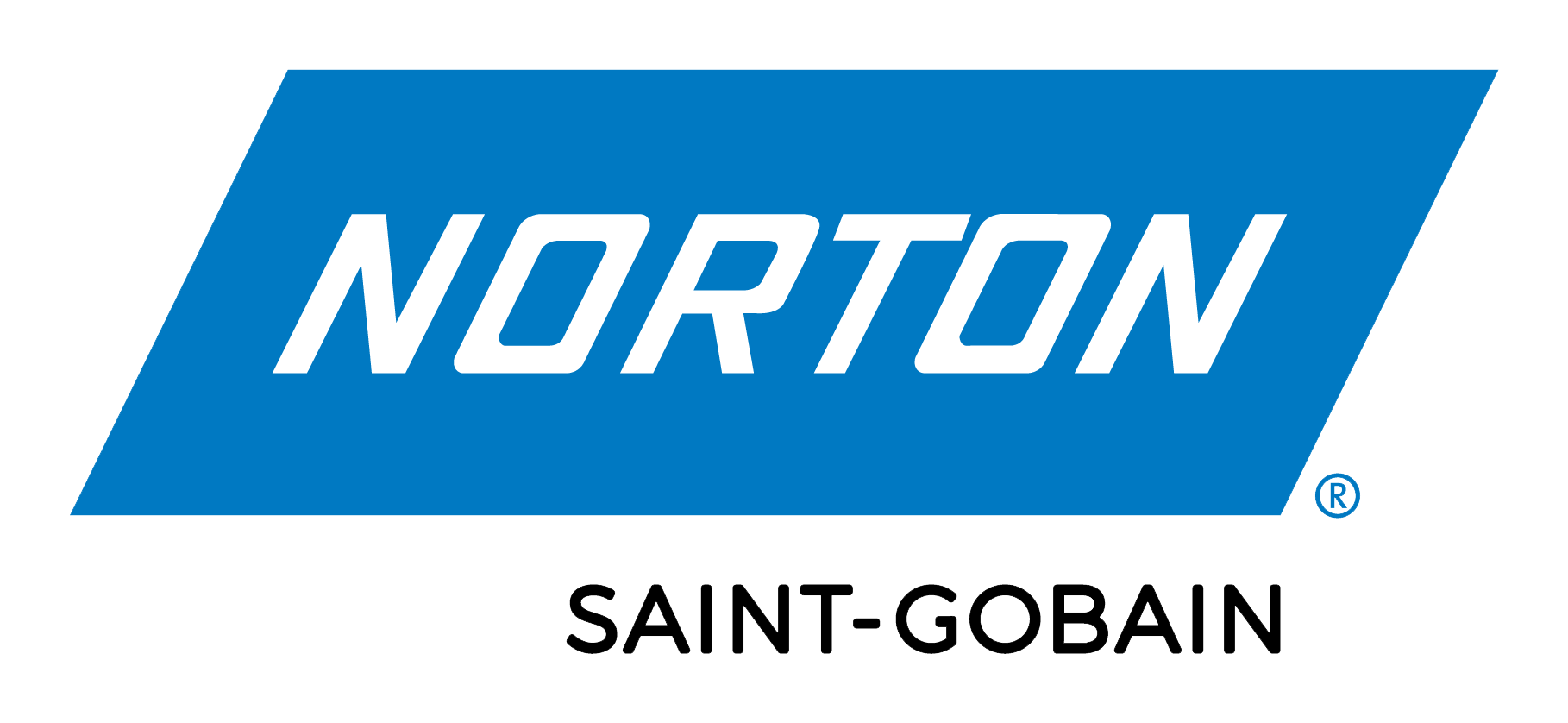 El logotipo de Norton Saint Gobain es azul y blanco sobre un fondo blanco.